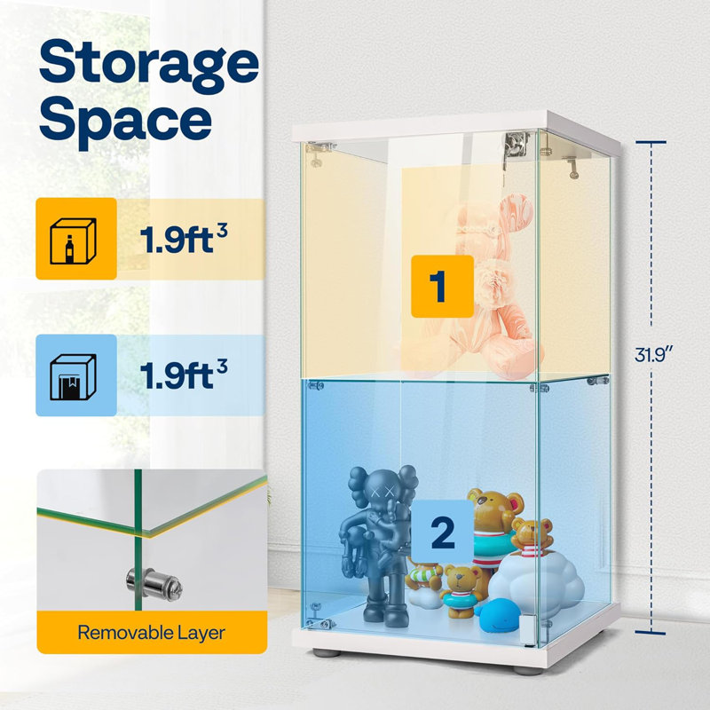 Vitrine en verre 2 couches avec serrure