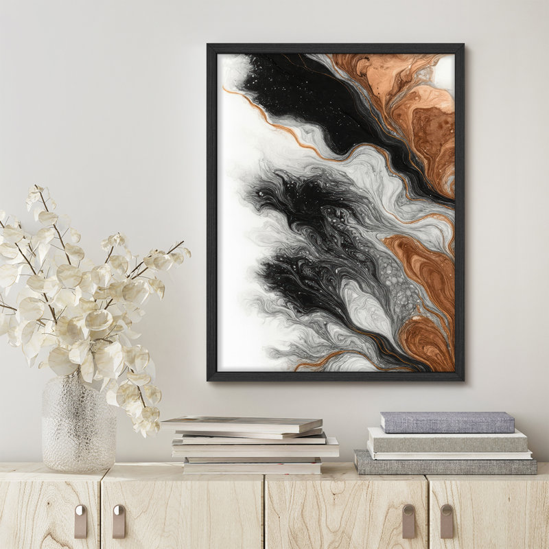 Reproduction d'art encadrée abstraite pour décoration intérieure moderne - 11 po x 14 po, H 14 po x l 11 po, Noir