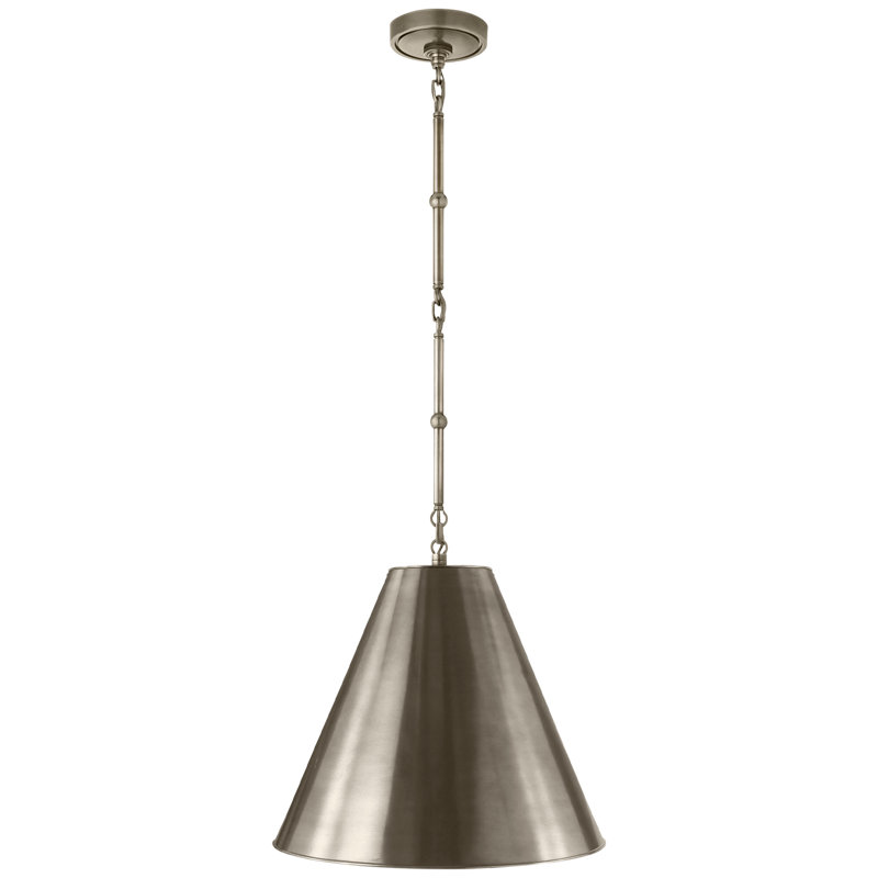 Thomas O'Brien Goodman Small Hanging Light, Antique Nickel, Antique Nickel, 40.5" H x 15" W x 15" D