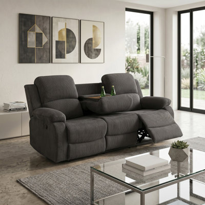 Dark Gray Corduroy  Manual Recling Sofa