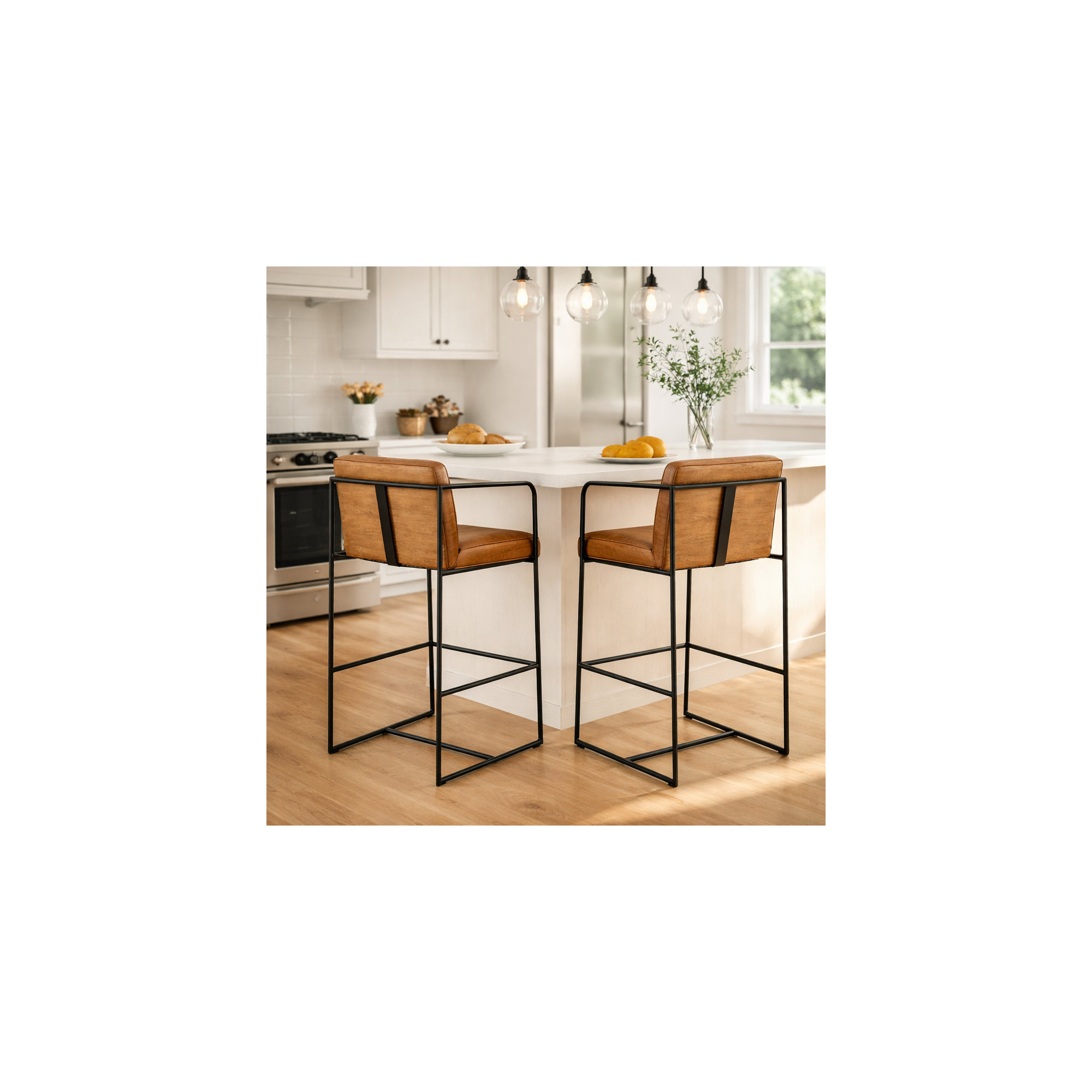 Sidney Genuine Leather Bar & Counter Stool, Counter Stool (26” Seat Height), Brown
