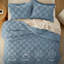 Ensemble d'édredon de taille grand bleu minéral, ensemble de lit capitonné bohème, literie à carreaux Shabby Chic, 3 pièces, 1 édredon géométrique à carreaux et 2 taies décoratives-1960535221-1960535226