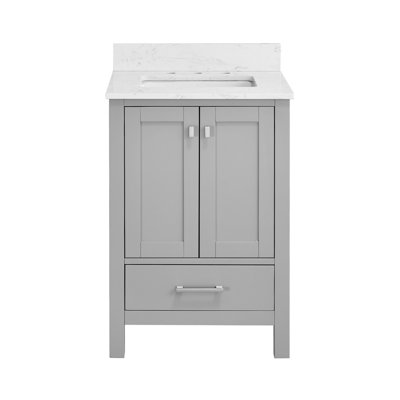 Meuble-lavabo en bois massif 24 po avec lavabo et armoire de rangement
