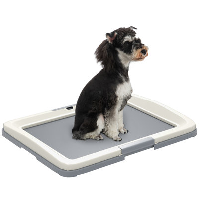 Pee Pad Holder, 25" x 19" Dog Potty Tray for Indoor Outdoor, Grey