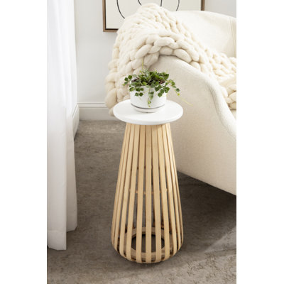 Ryniah Drink End Table 10x10x23 White, Natural