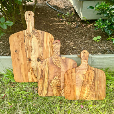 Large, Medium, Small Olive Wood Cutting Board With Handle