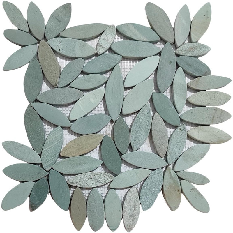 CNK Tile Lovebird Flower Pebble Mosaic Tiles, Green