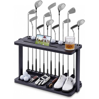 Wooden Golf Club Holder Stand for 14 Clubs 15 Balls Golf Putter Stand