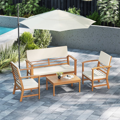 4-Piece Patio Bistro Set Outdoor Patio Furniture Conversation Table Chair Set Outdoor Chat Set With Coffee Table Chairs For Backyard Garden