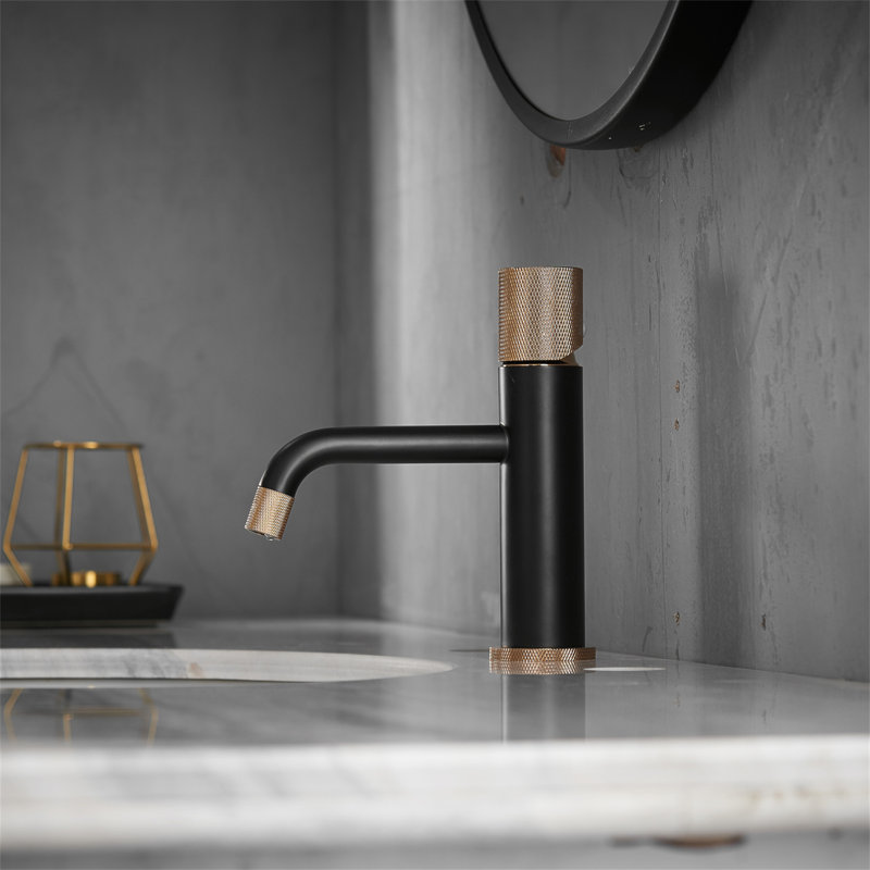 Faucet Brass Bathroom Basin Faucet Design Deck Mounted Water Mixer Tap, Black/Gold