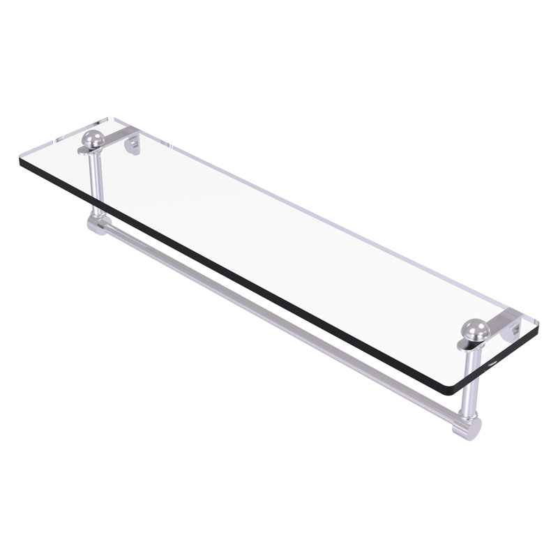 Gober Bracket Shelf with Towel Bar, 22", Satin Chrome