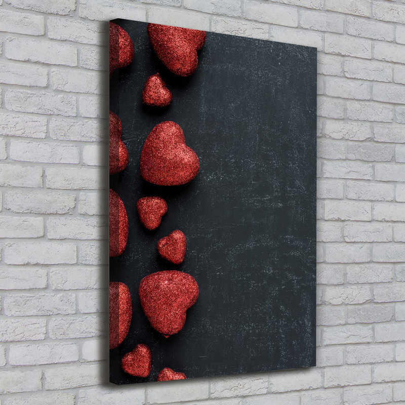 Hearts On The Blackboard - Wrapped Canvas Print