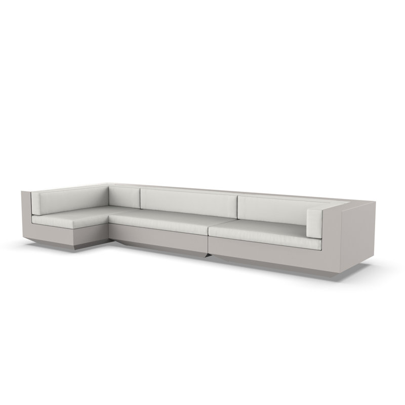 Vela 165" Wide Outdoor Reversible Patio Sectional with Cushions, White, White