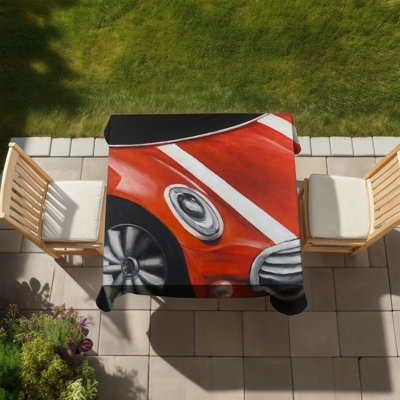 Red Car with White Stripes Tablecloth | Indoor/Outdoor Decor