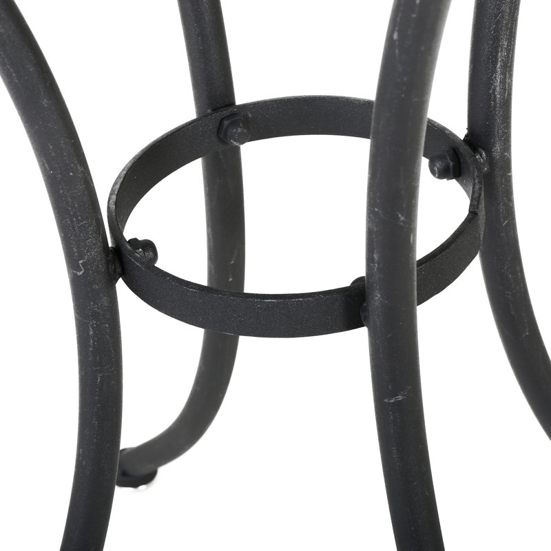 3 Pc Kd Metal Outdoor Bistro Seating - Iron, Water-, Black Table & Chairs Powder Coated Iron , Water For, Black