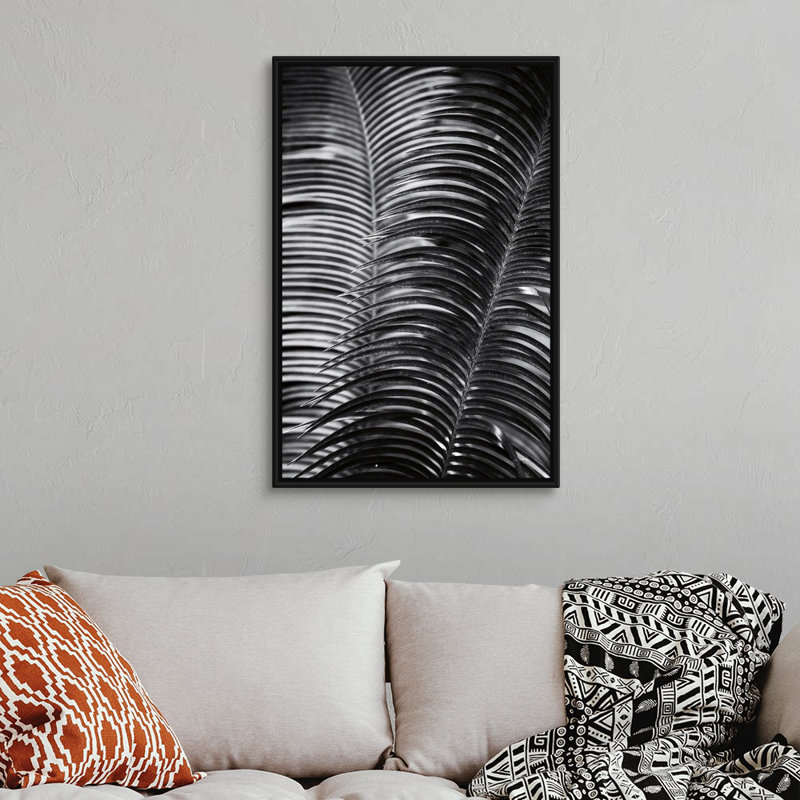 Art mural tropical III, H 38 po x l 26 po, Toile avec cadre noir