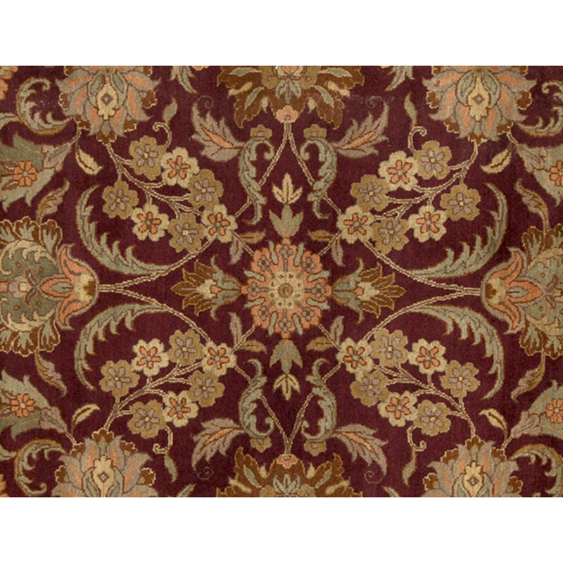 Hand Knotted Wool Area Rug in Red And Gold