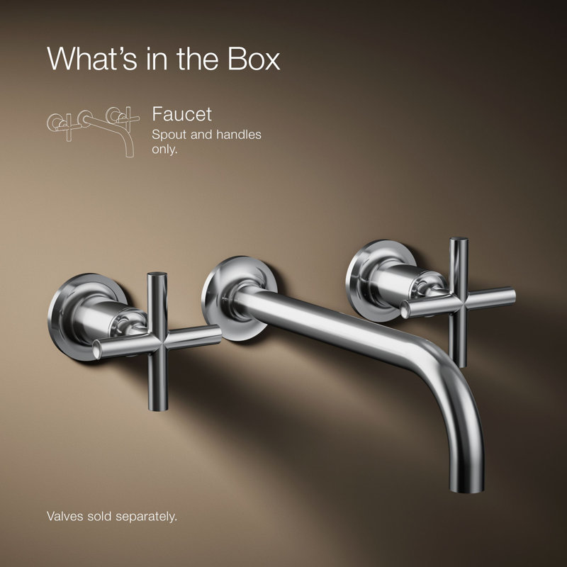 Purist® Wall Mounted Bathroom Faucet, Polished Chrome, Cross Handle