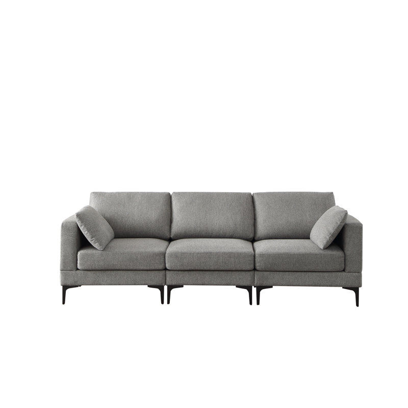 Dan 3 Seater Cotton Sofa, Deep Grey
