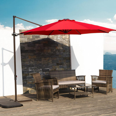 Olilawn 10Ft Patio Umbrella with Cross Base, Crank and Easy Tilt, 360° Rotation Outdoor Cantilever Offset Umbrella
