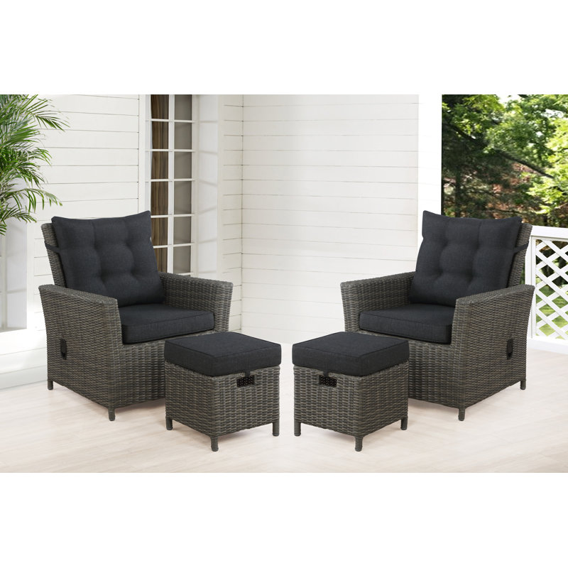 Wicker Outdoor Lounge Chair with Ottoman