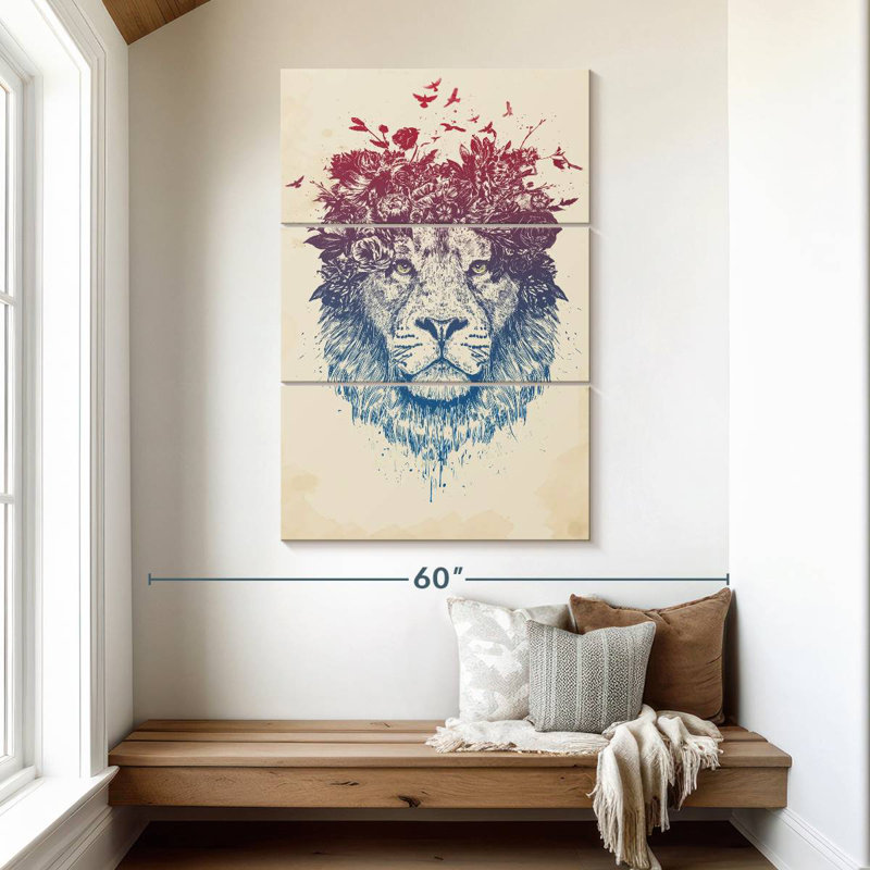 Brampt Floral Lion, 50" H x 32" W
