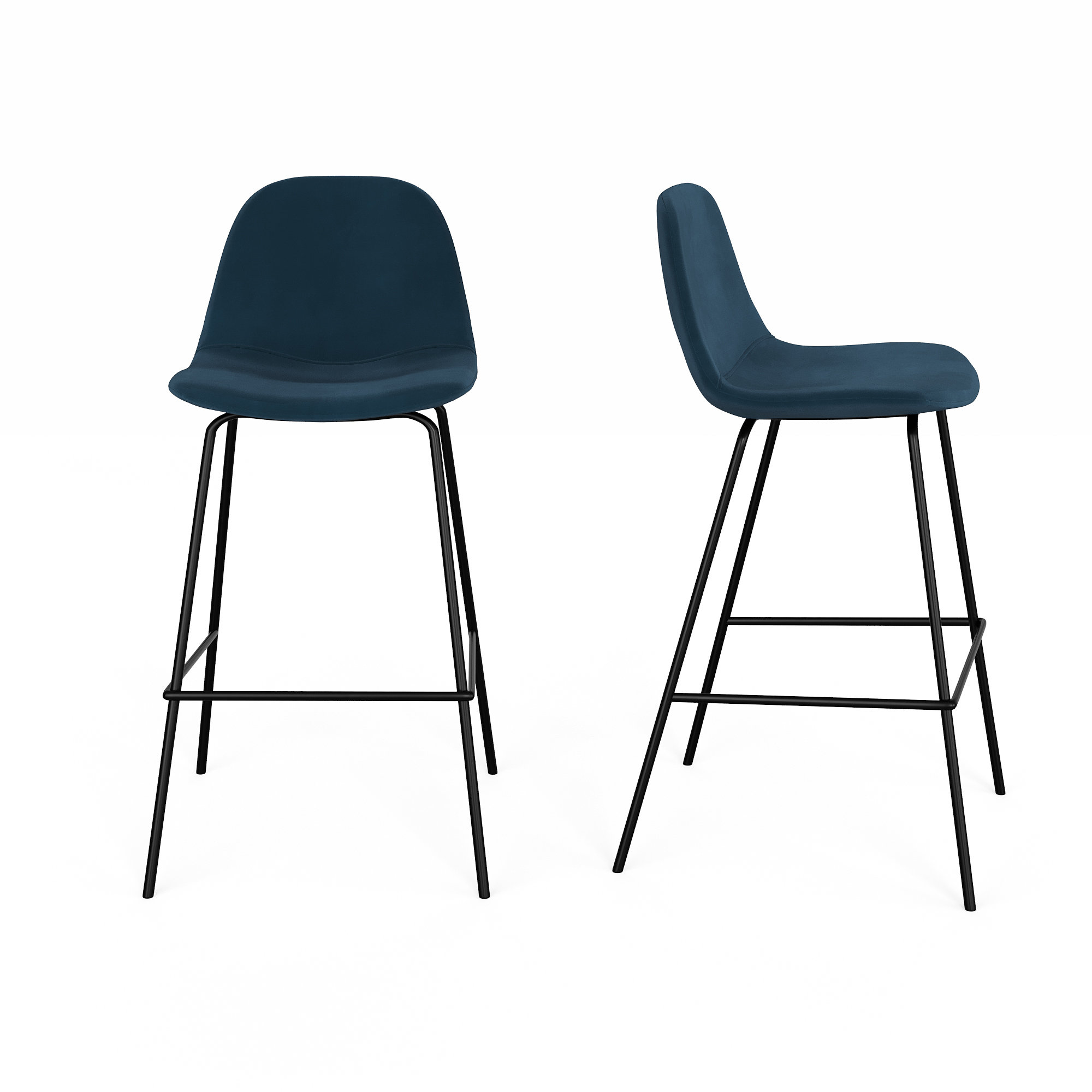 Kody Upholstered Bar & Counter Stool, Bella Ink Performance Velvet, Counter Stool (23.5" Seat Height)