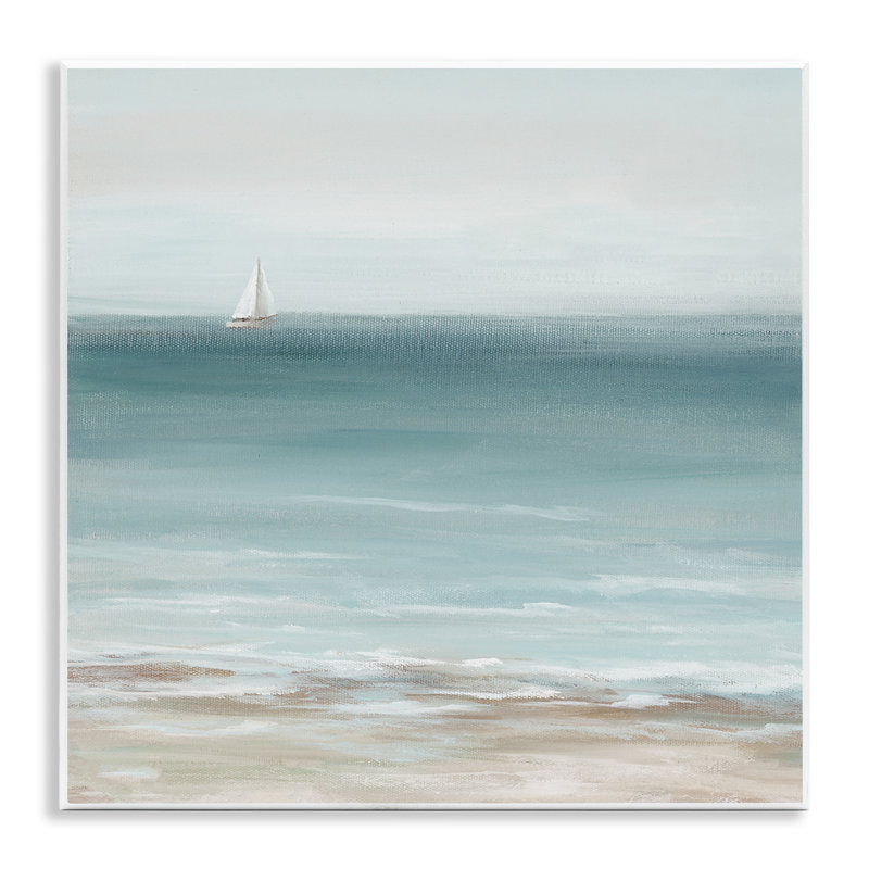 «Faraway Boat on Ocean», art mural sur bois par Nan