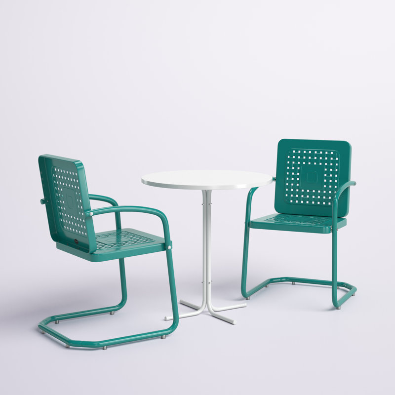 Landyn 2 - Person Patio Dining Set with Round Table, Turquoise