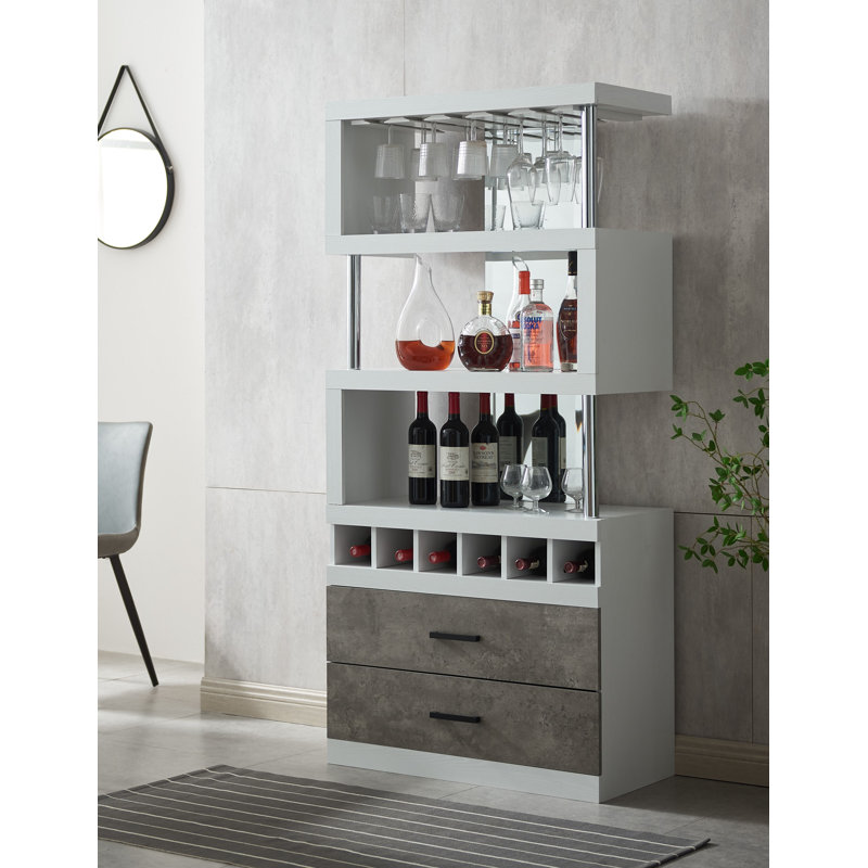 Bar avec rangement pour bouteilles de vin, Blanc