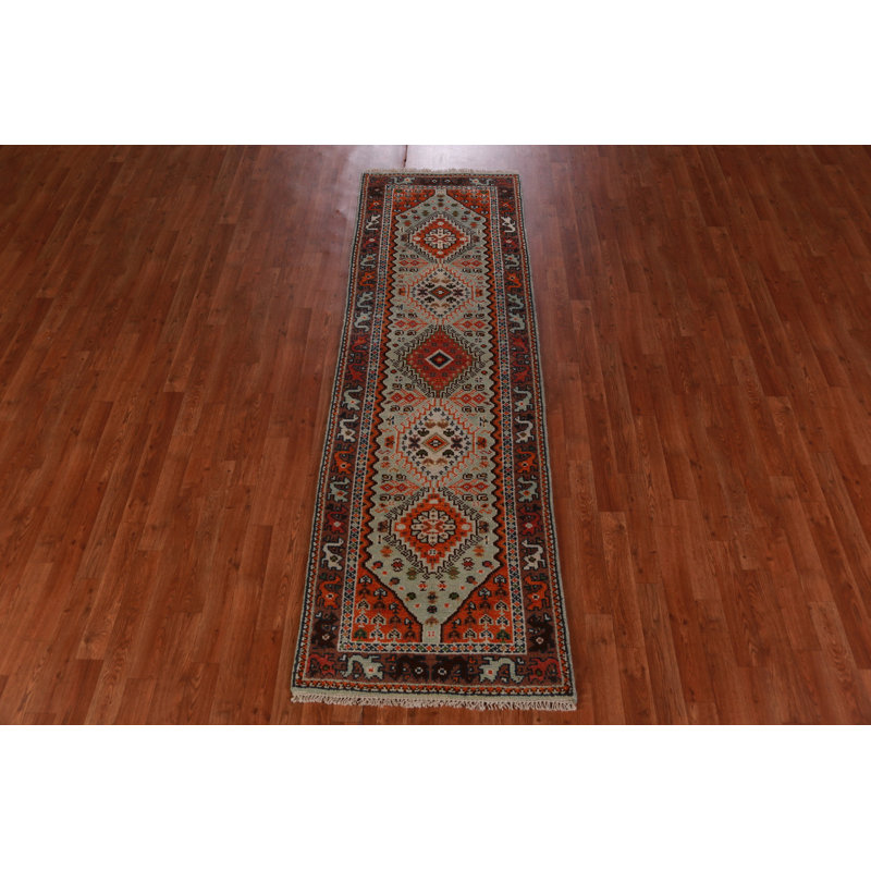 Tapis de couloir indien en laine Aqua