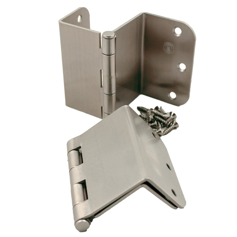 Swing Clear Offset Hinge 3-1/2 Inches, 5/8" Radius Corner, Fits Doors 1-3/8" to 1-3/4" Thick, 2-Pack, Satin Nickel