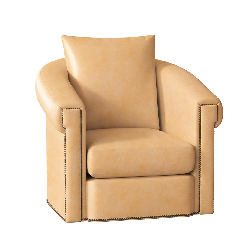 Andre Swivel Armchair, French Natural, Anilina Hunter Genuine Leather