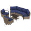 Ensemble de 7 meubles de patio en osier 7 pièces, conversation extérieure demi-lune 360 degrés avec table basse-410681786