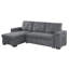 Canapé-lit modulaire réversible en tissu tissé gris de 95 po avec porte-gobelet de rangement Toby