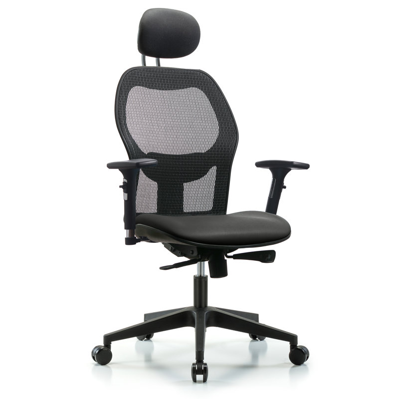 Vinyl Task Chair with Headrest, Carbon, Casters