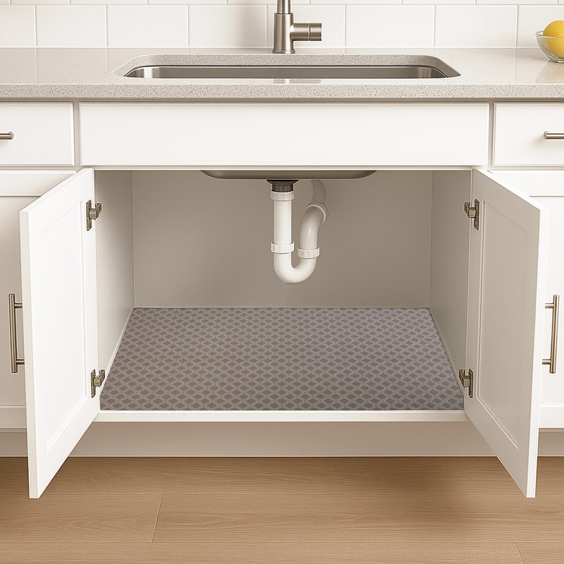XL Under Sink Mat, Protective Cabinet Liner For Kitchen & Bathroom - Absorbent, Waterproof, Trimmable (24”x59”) (Taupe) (USA Made)