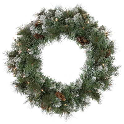 Guirlande de Noël artificielle pré-éclairée avec pin clair de 24 pouces Snow Valley