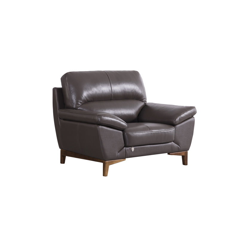 Fauteuil Stengel, Cuir véritable taupe