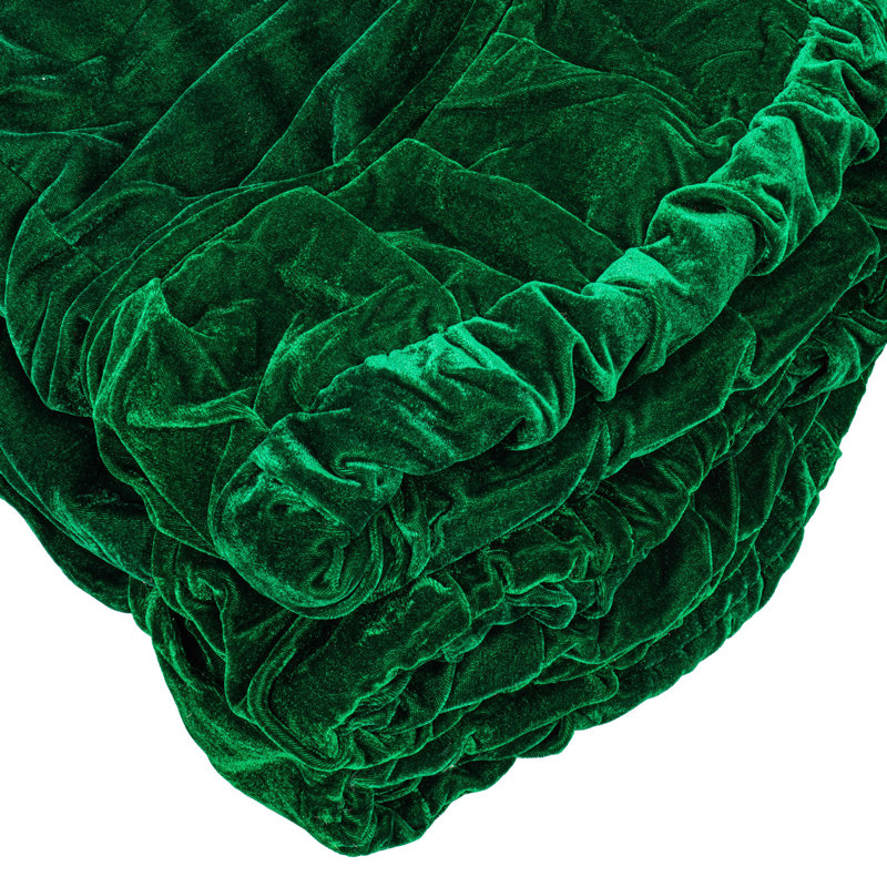 Hubbert Plush Velvet Christmas Textile Collection, 72" W, Emerald