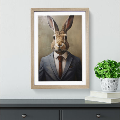 Hare in a Suit Painting - Framed Print