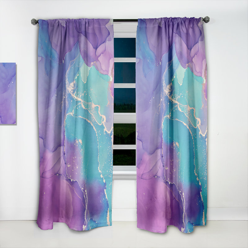 Mauve et bleu liquide Art IV - Rideau moderne - Velours obscurcissant - 1 panneau
