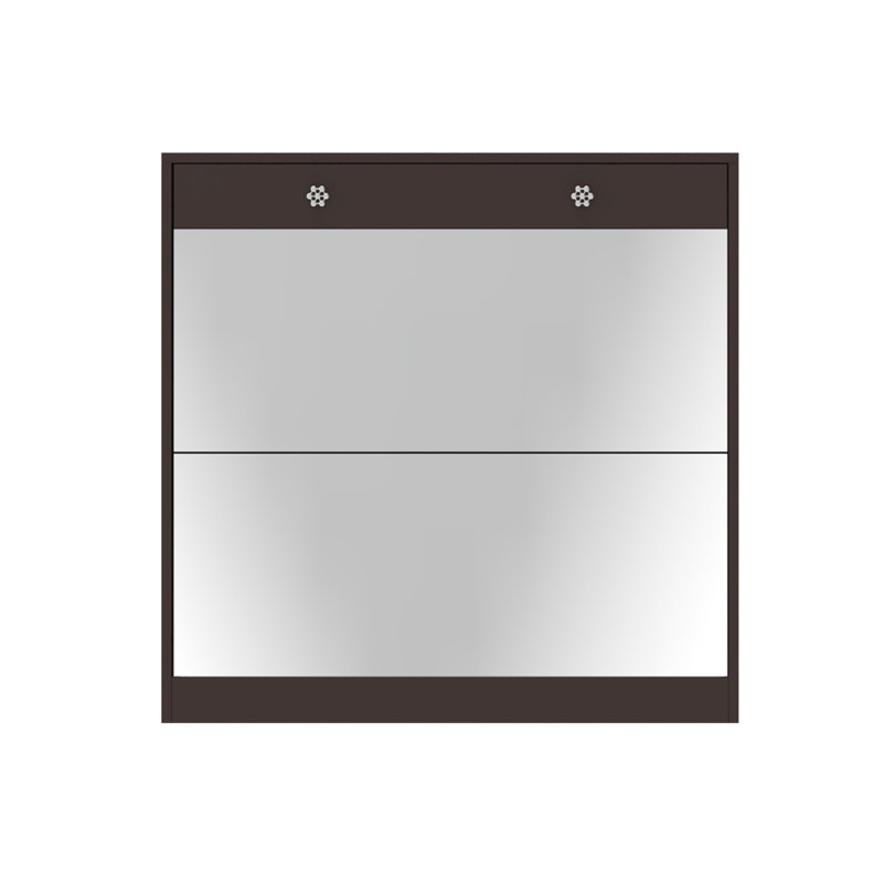 Armoire à chaussures à finition brune avec 2 tiroirs et rangement pratique - Rangement d'entrée pour chambre à coucher
