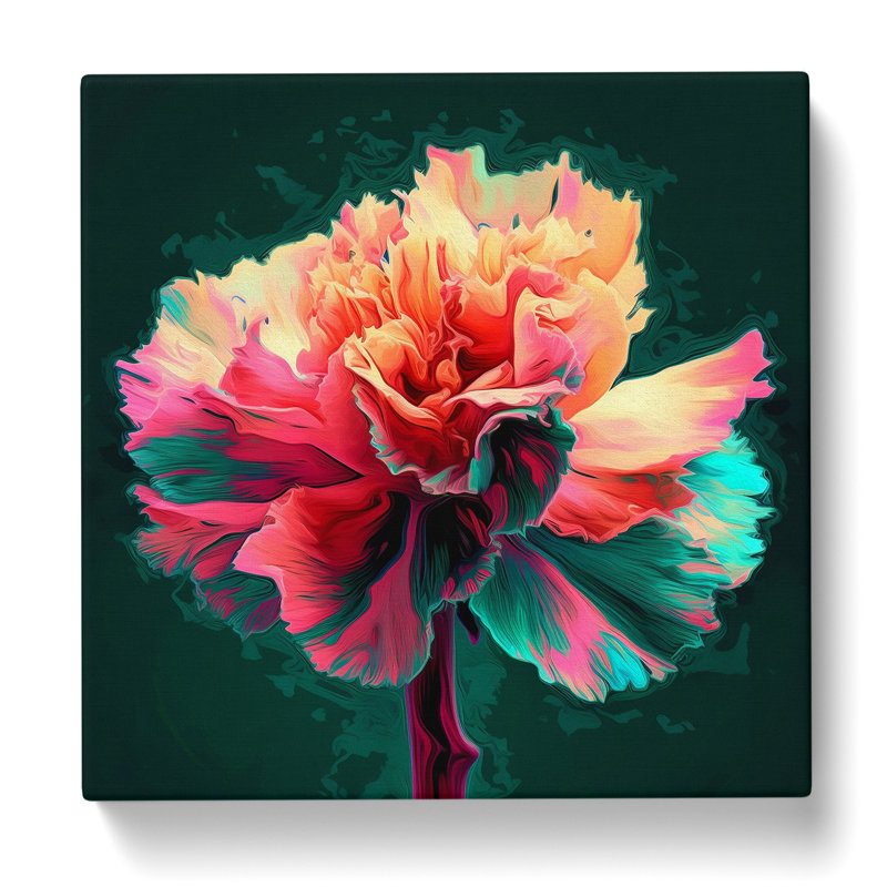 Carnation Flower Glitch - Wrapped Canvas, 50cm H x 50cm W x 3cm D