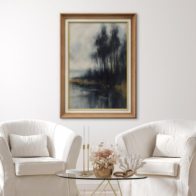 Moody Forest Reflections in Deep Neutrals - Pictures Framed Paper Print Wall Art