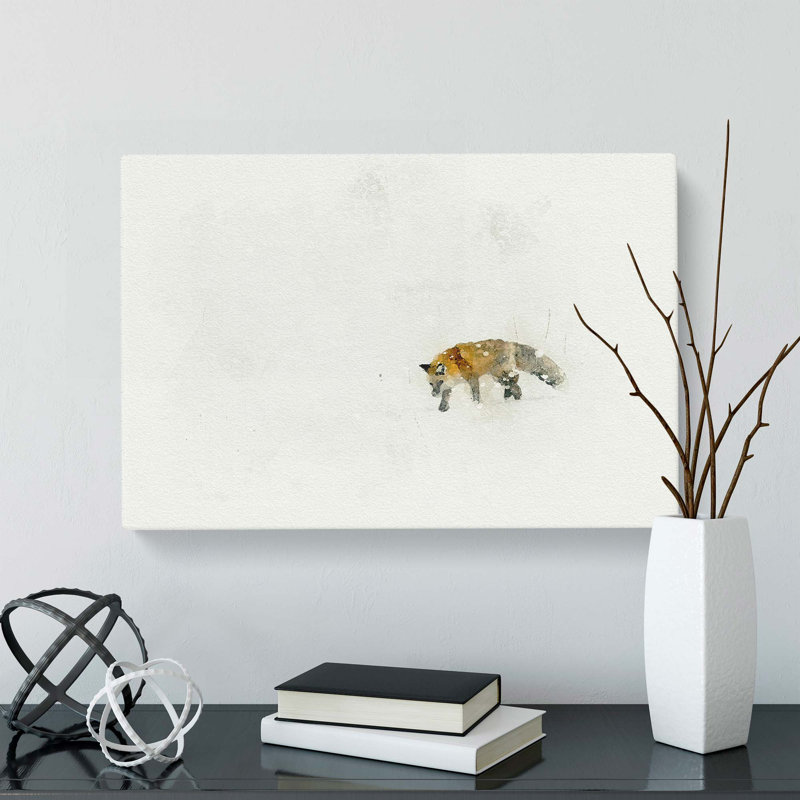 Red Fox Prowling In Wyoming In Abstract - Wrapped Canvas Print, 35cm H x 50cm W x 3cm D