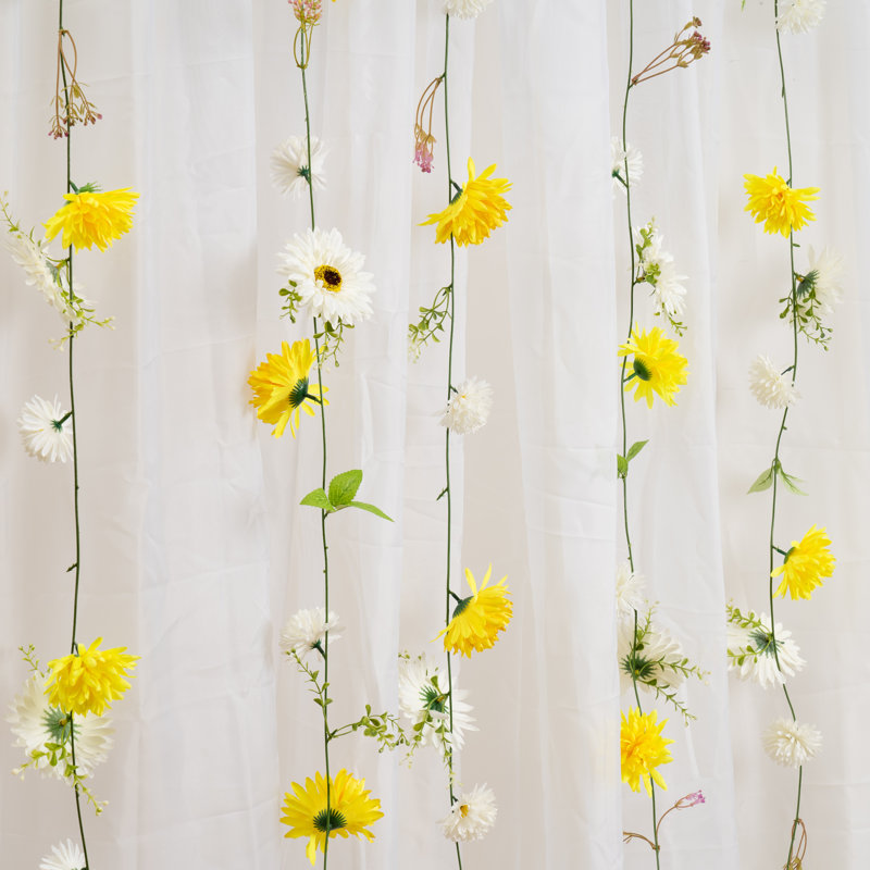 180cm Gerbera & Dahlia Droplet Garlands Pack 6, Yellow