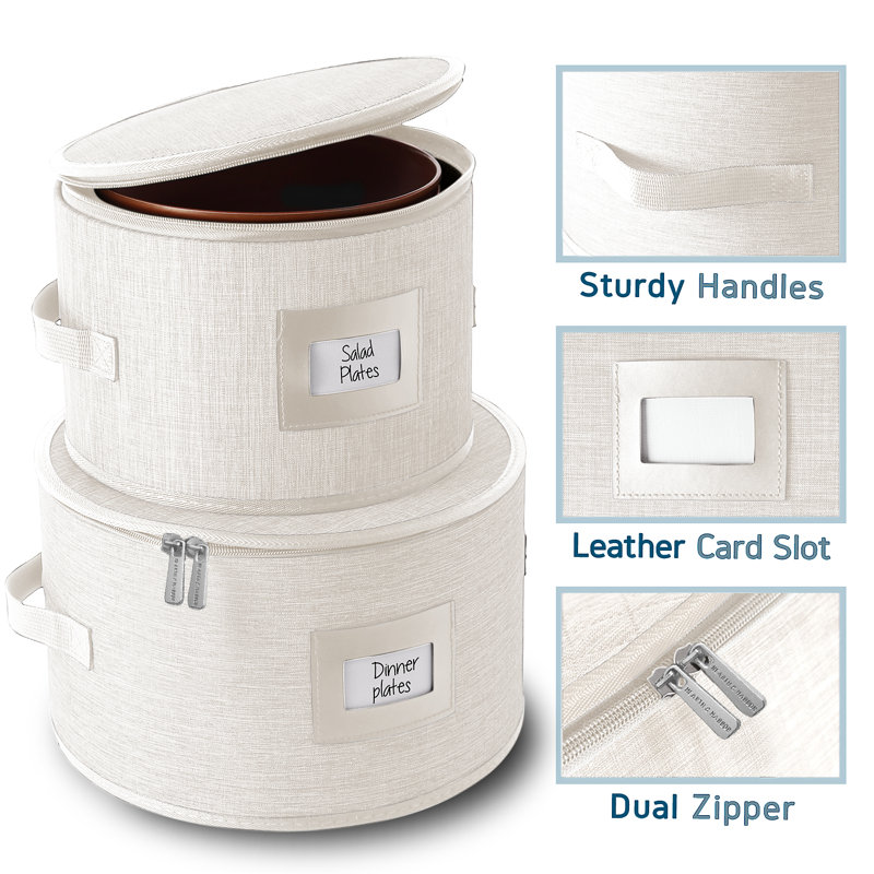 4-Piece Hard Shell Dinnerware Storage Set, Beige