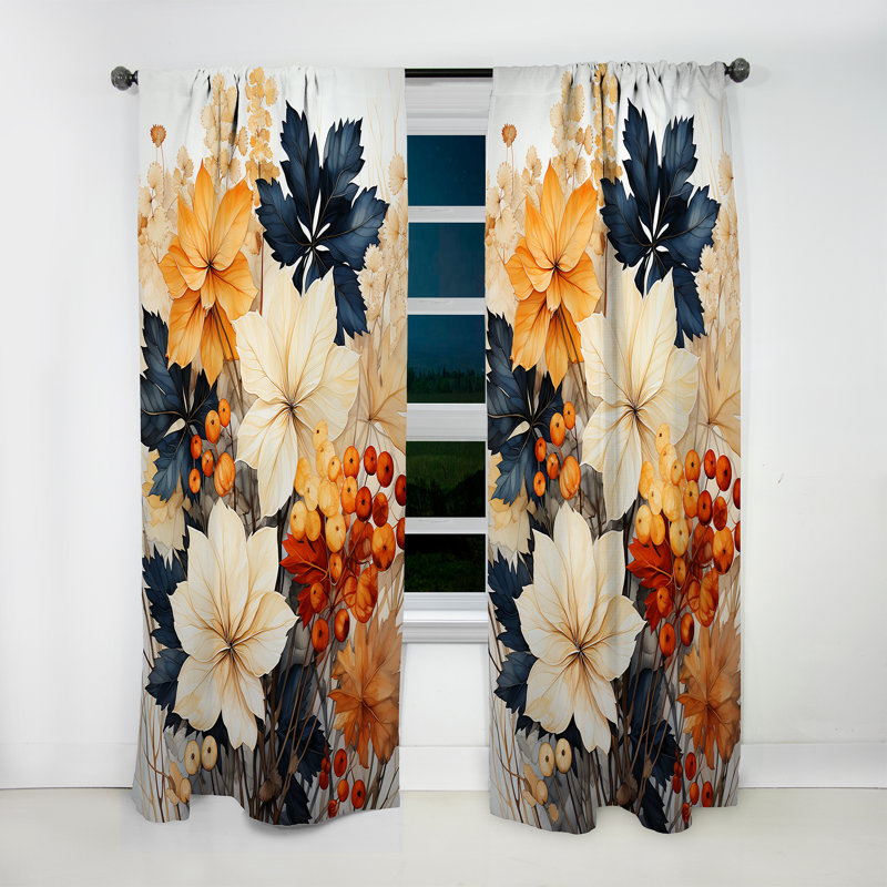 Gurjeevan - Rideau à feuilles - Rideau floral obscurcissant - 1 panneau, L 52 po x L 84 po