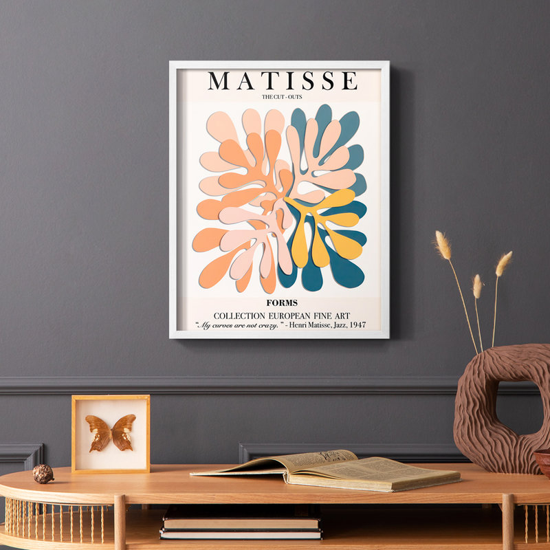 Matisse CXCIV, reproduction d'art encadrée - bois massif, H 10 po x l 8 po, Blanc